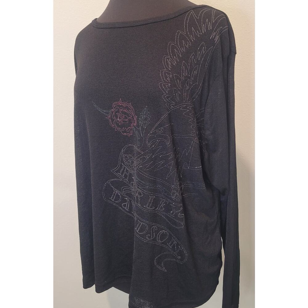 Vintage Harley Davidson Mesh Bling Top 2W Y2K Biker Glam